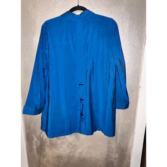 Ali Miles Lagenlook Minimalist Business Office Blue Large Front Button Tunic Top - Picture 4 of 10